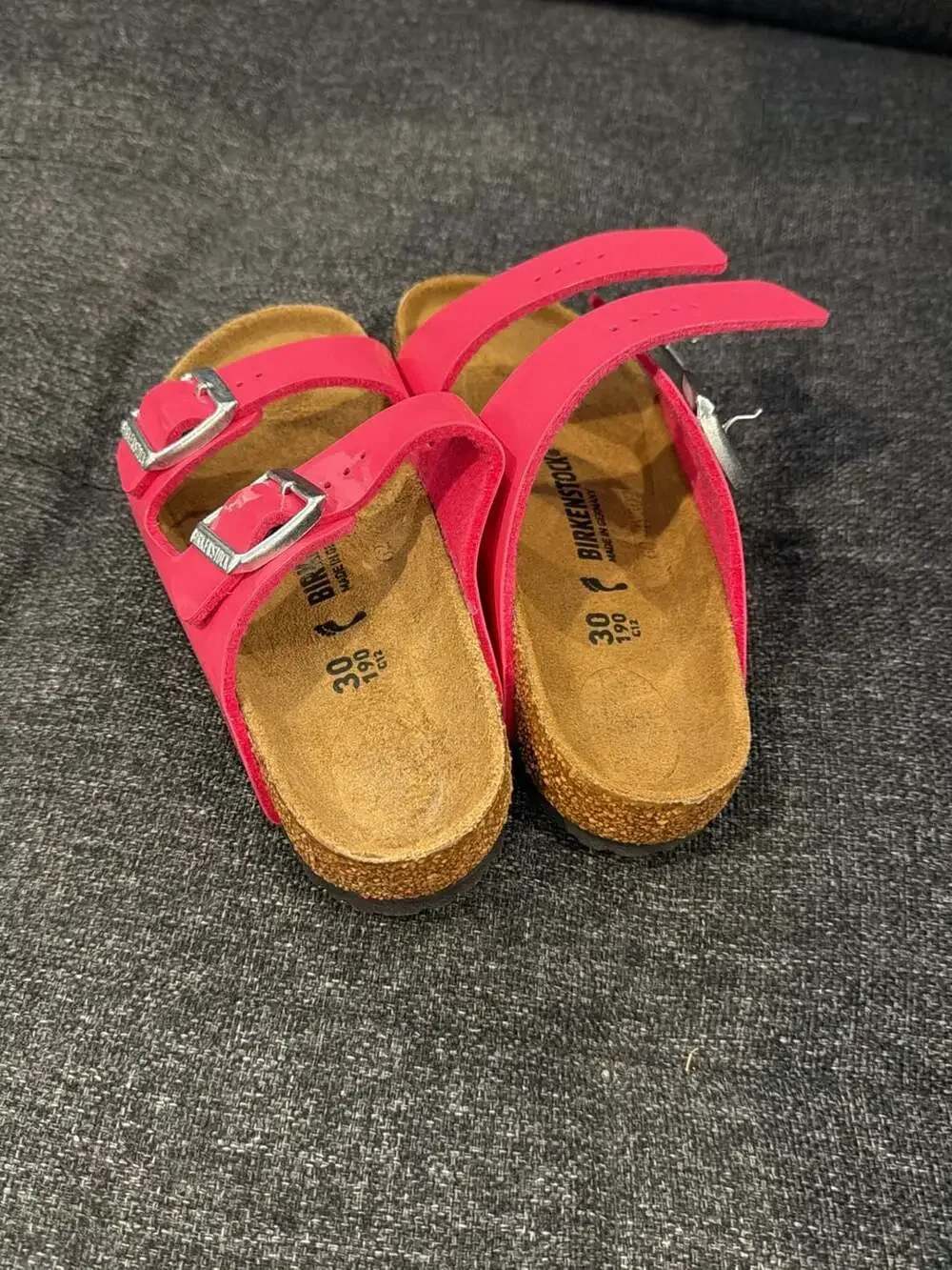 Birkenstock Kids Arizona Birko-Flor Patent Sandals Fuchsia Tulip Size 30